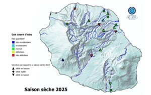 Carte de La Réunion Office de l'eau saison sèche 2025