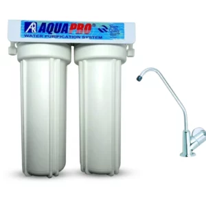 Kit de filtration sous évier Aquapro – modèle double avec cartouches sédiments et charbon actif