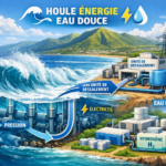 Système innovant utilisant la houle pour produire de l’eau douce et de l’électricité à La Réunion.